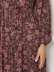 Long Tall Sally Brown Floral Tie Waist Maxi Dress - Image 4 of 6