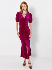 Joe Browns Pink Button Through Velour Dress - Image 1 of 5