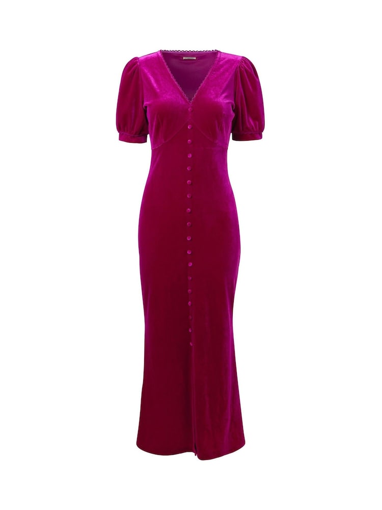 Joe Browns Pink Button Through Velour Dress - Image 5 of 5 Joe Browns Pink Button Through Velour Dress - Image 5 of 5
