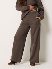 PixieGirl Petite Brown Etienne Slogan Wide Leg Joggers - Image 2 of 6