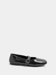 Yours Curve Black Patent Extra Wide Fit Buckle Detail Mary Jane Flats - Image 2 of 5