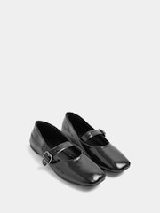 Yours Curve Black Patent Extra Wide Fit Buckle Detail Mary Jane Flats - Image 3 of 5