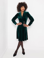 Joe Browns Green Florence Wrap Velour Belted Dress - Image 3 of 7