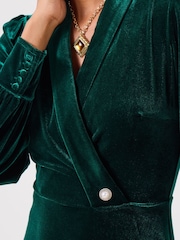 Joe Browns Green Florence Wrap Velour Belted Dress - Image 4 of 7