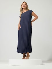 Yours Curve Blue London Pleated Maxi Dress - Image 2 of 6