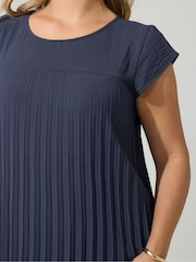 Yours Curve Blue London Pleated Maxi Dress - Image 4 of 6