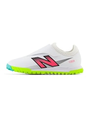 New Balance White Kids Furon Dispatch Hook and Loop Astro Turf v7+ Football Boots - Image 2 of 6