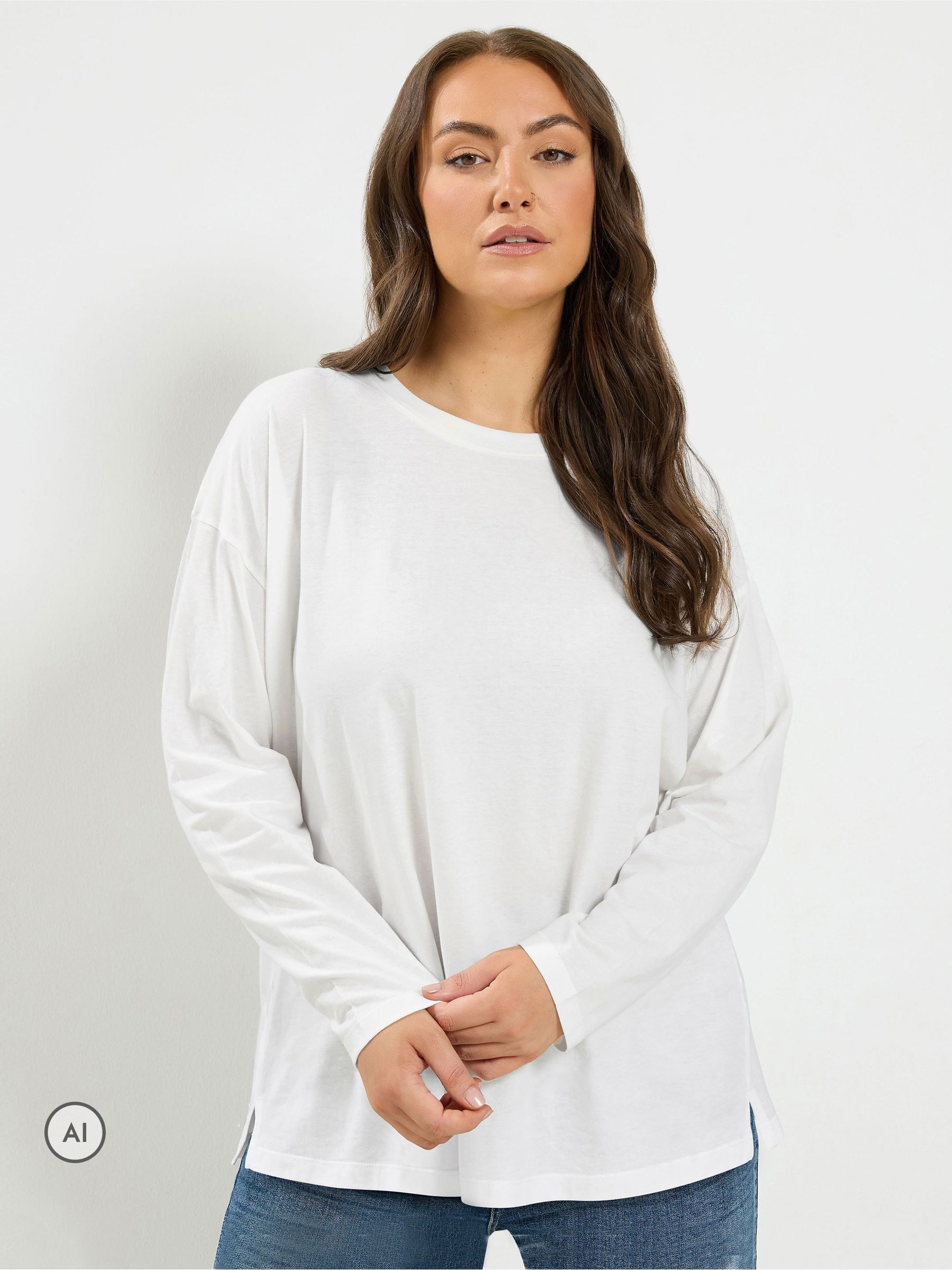 Yours Women's Ivory Long Sleeve T-Shirt In | Size: 34/36 - Image 3