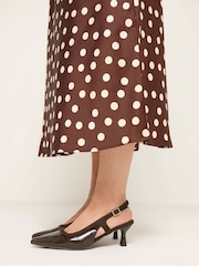 Yours Curve Brown Extra Wide Fit Croc Embossed Slingback Heels - Image 1 of 5