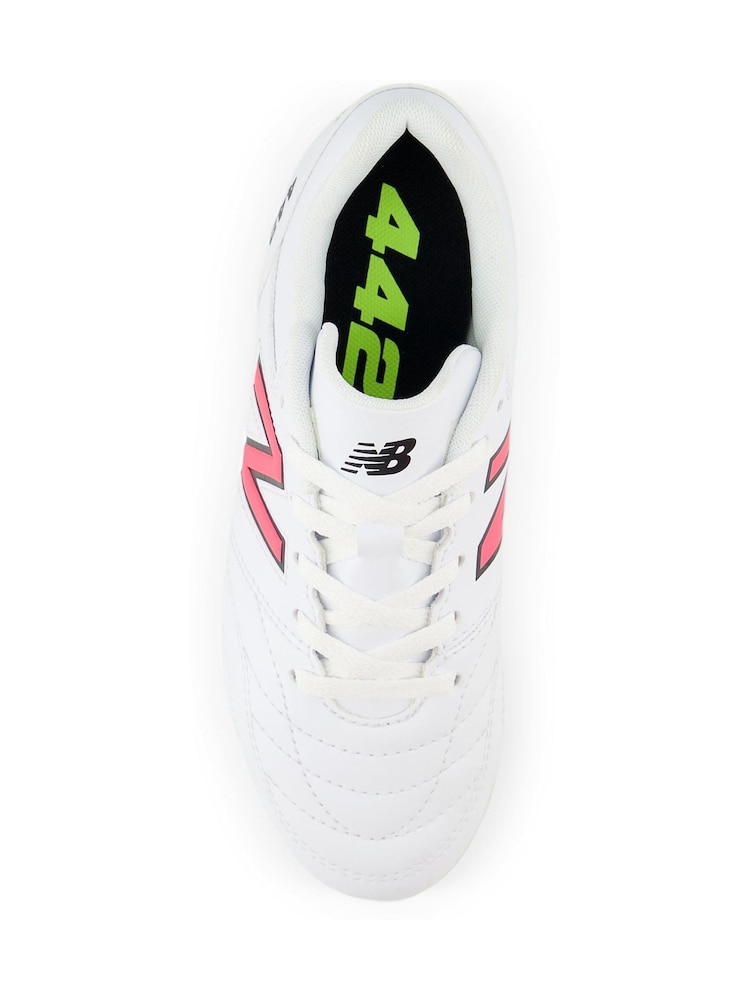 New Balance White Kids 442 Academy Firm Ground v2 Football Boots - Image 6 of 6