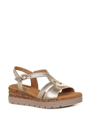 Gabor Gold Sadie Wedge Heeled Sandals - Image 3 of 5