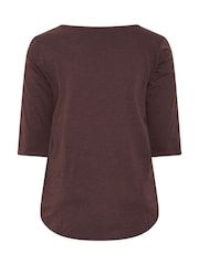 Yours Curve Brown Spot Pintuck Henley Top - Image 6 of 6