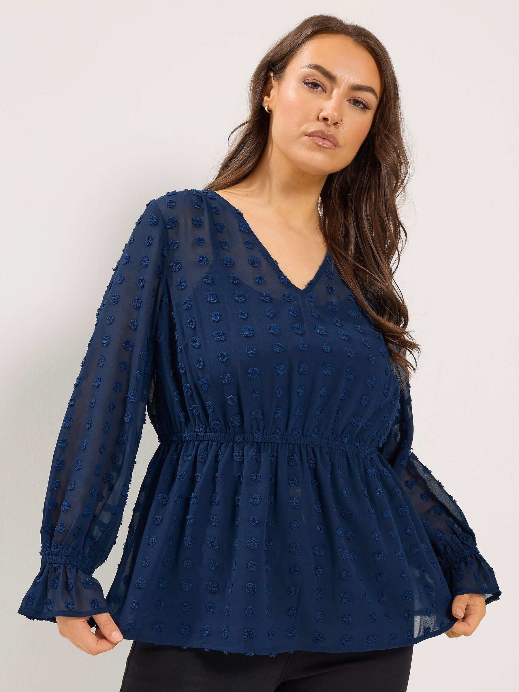 Yours Women's Dobby Blouse in Mid Navy | Size: 30-32 - Image 2