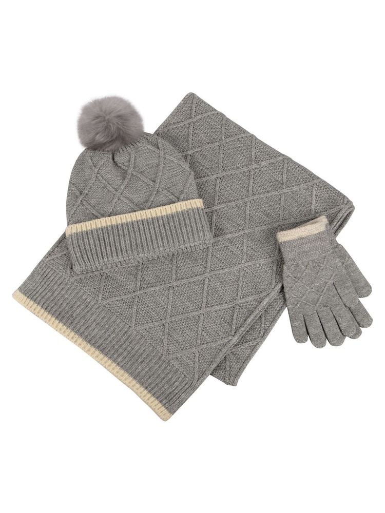 Totes Grey Ladies Hat Scarf & Glove Set - Image 2 of 3