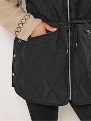 Yours Curve Black Quilted Gilet - Image 4 of 6