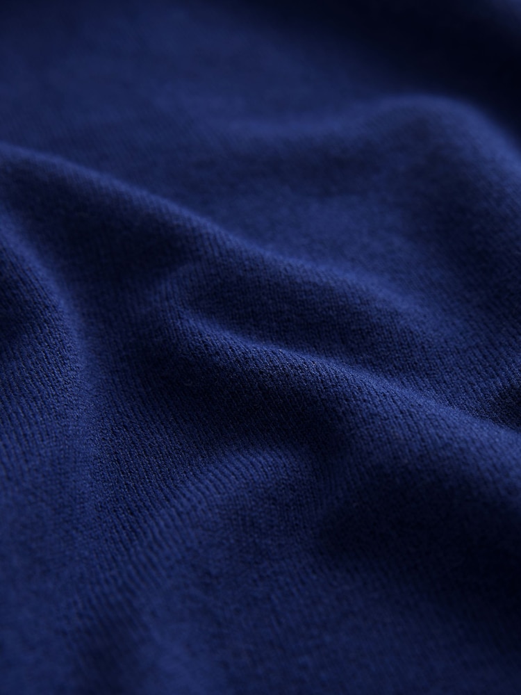 Cobalt Blue Knitted Regular Fit Zip Polo Shirt - Image 8 of 8