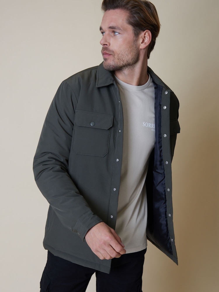 Threadbare Khaki Button Up Lightweight Padded Shacket - Image 1 of 4 Threadbare Khaki Button Up Lightweight Padded Shacket - Image 1 of 4