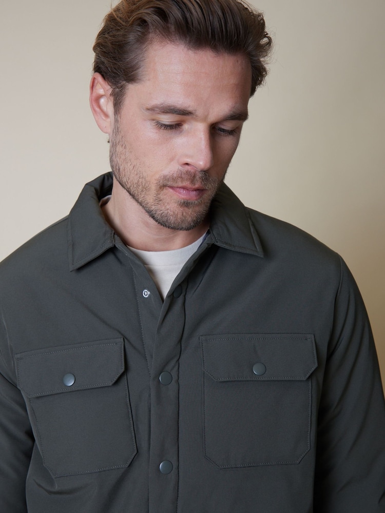 Threadbare Khaki Button Up Lightweight Padded Shacket - Image 4 of 4 Threadbare Khaki Button Up Lightweight Padded Shacket - Image 4 of 4