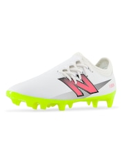 New Balance White Kids Furon Dispatch Firm Ground v7+ Football Boots - Image 2 of 5
