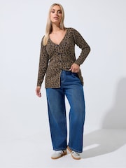 Yours Curve Brown Limited Flare Hem Long Sleeve Cardigan - Image 2 of 6