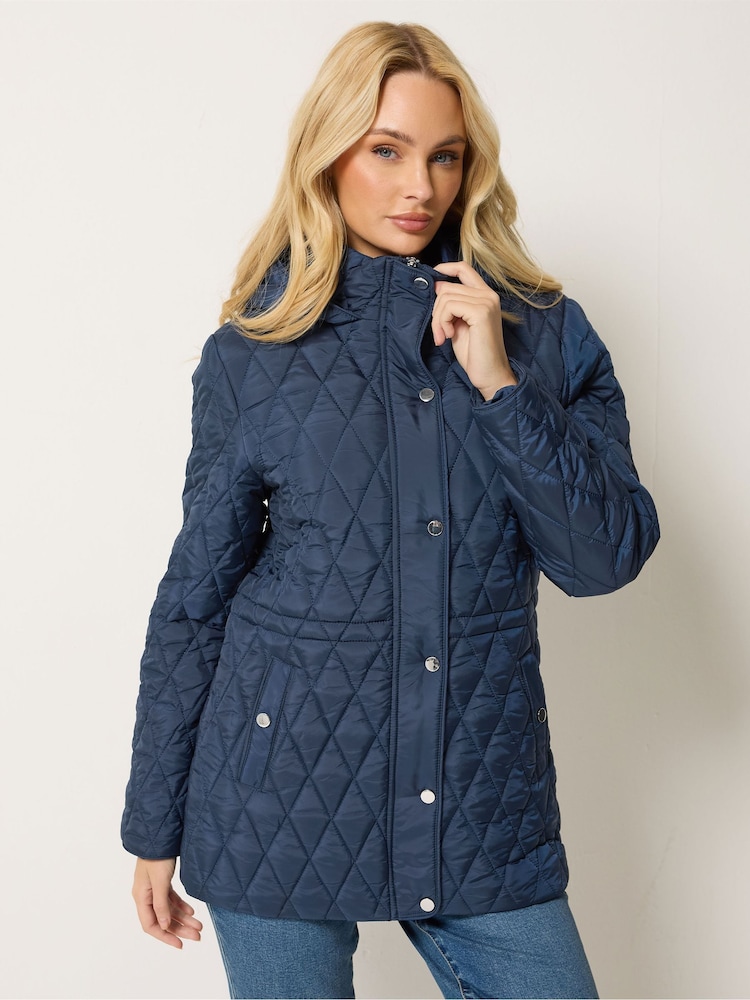 M&Co Blue Diamond Quilted Jacket - Image 1 of 6 M&Co Blue Diamond Quilted Jacket - Image 1 of 6