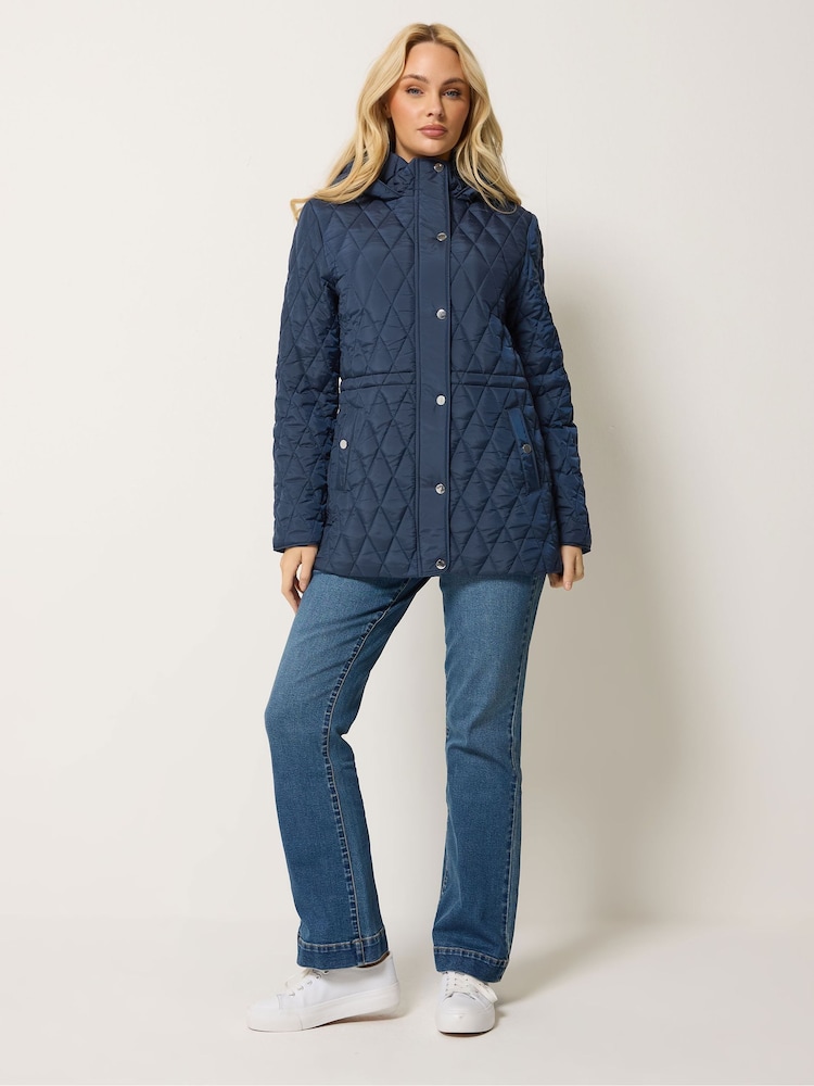 M&Co Blue Diamond Quilted Jacket - Image 2 of 6 M&Co Blue Diamond Quilted Jacket - Image 2 of 6