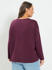 Yours Curve Purple Long Sleeve Oversized T-Shirt - Image 3 of 6
