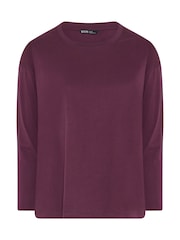 Yours Curve Purple Long Sleeve Oversized T-Shirt - Image 5 of 6