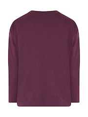 Yours Curve Purple Long Sleeve Oversized T-Shirt - Image 6 of 6