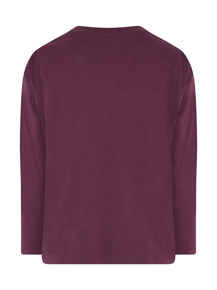 Yours Curve Purple Long Sleeve Oversized T-Shirt - Image 6 of 6