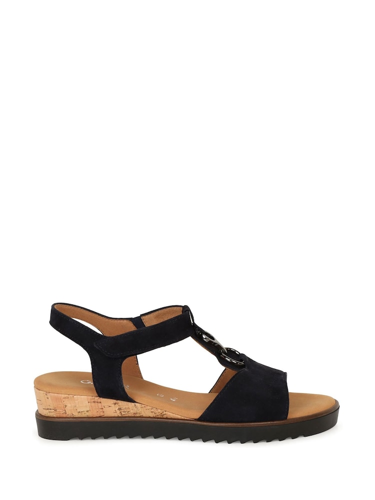 Gabor Blue Rookie Low Wedge Heeled Sandals - Image 1 of 5