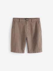 Brown Linen Blend Chino Shorts - Image 1 of 4