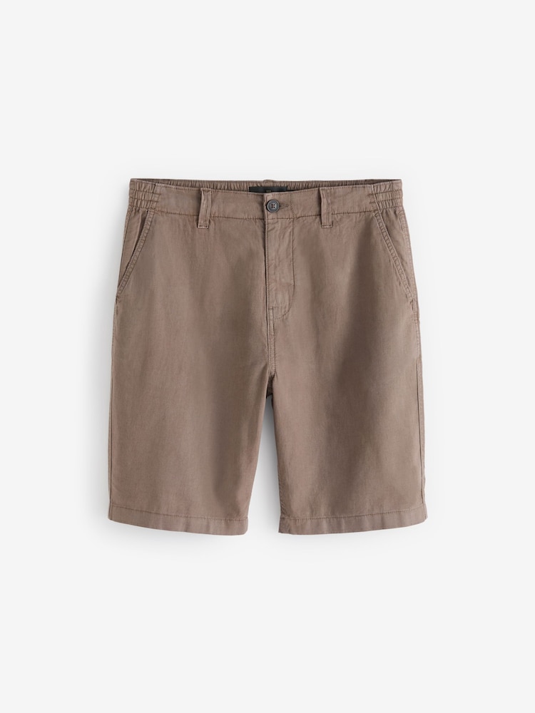 Brown Linen Blend Chino Shorts - Image 1 of 4