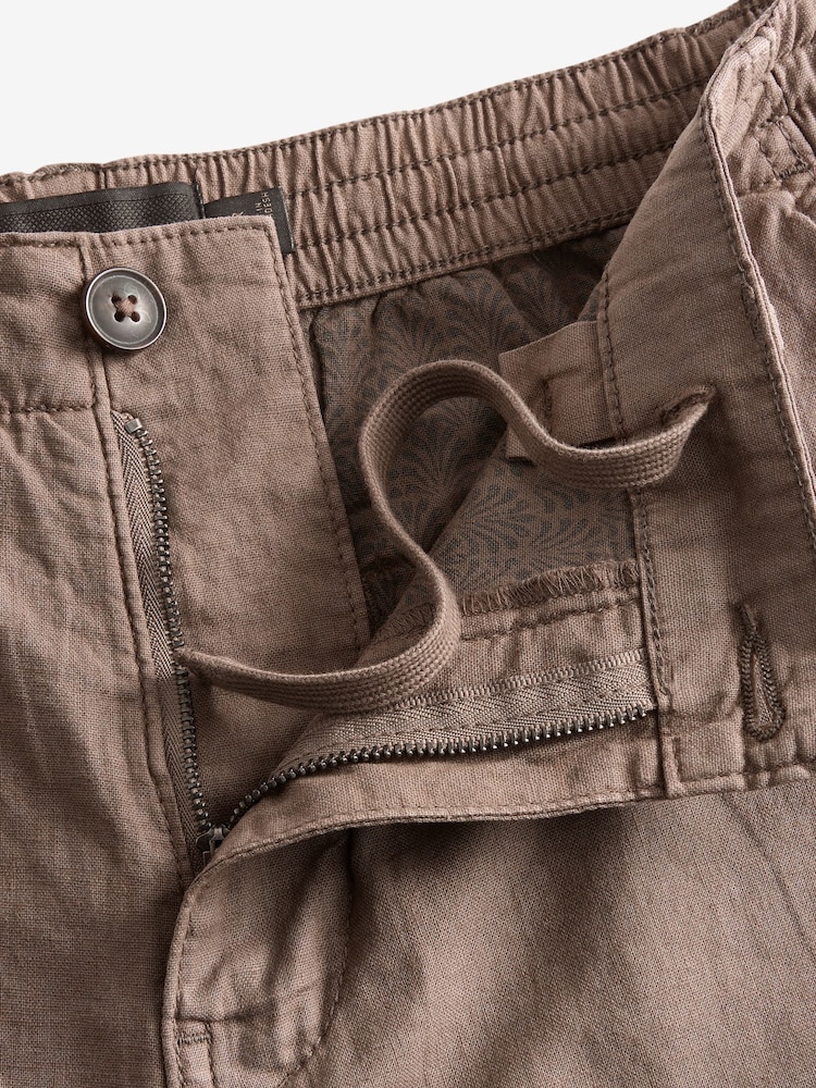 Brown Linen Blend Chino Shorts - Image 2 of 4