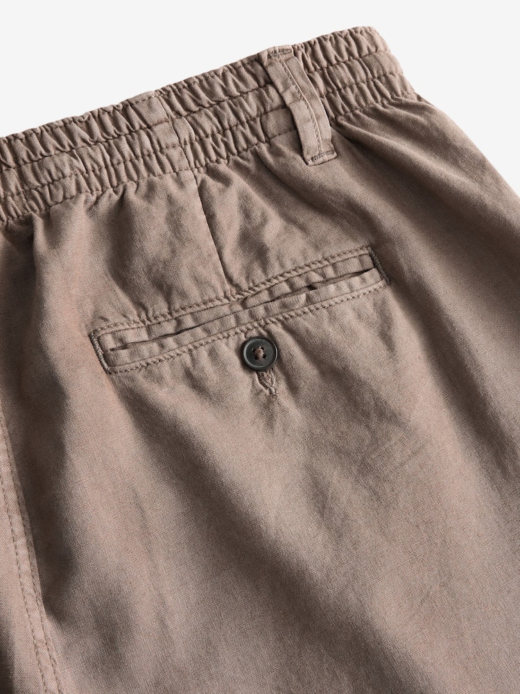Brown Linen Blend Chino Shorts - Image 4 of 4