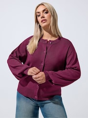 Yours Curve Red Limited Balloon Sleeve Cardigan - Image 1 of 6