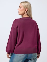 Yours Curve Red Limited Balloon Sleeve Cardigan - Image 3 of 6