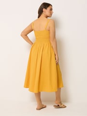 Yours Curve Yellow Shirred Sundress - Image 3 of 5