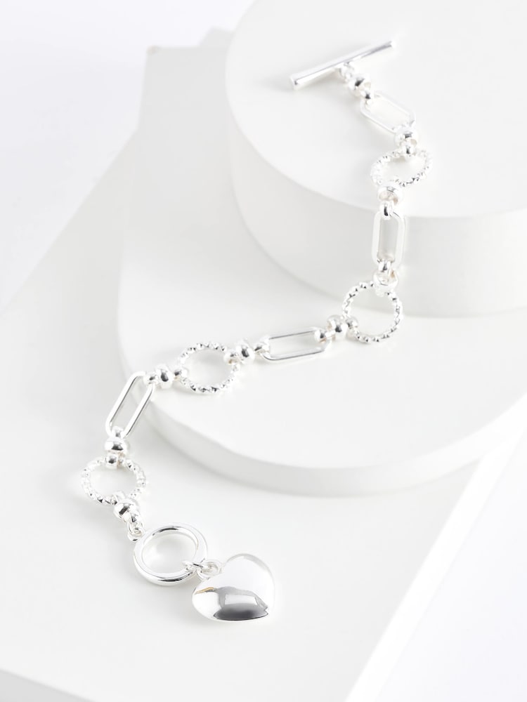 Lipsy Jewellery Silver Tone Chunky Puff Heart Gift Boxed Bracelet - Image 1 of 4