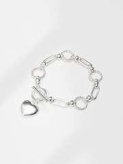 Lipsy Jewellery Silver Tone Chunky Puff Heart Gift Boxed Bracelet - Image 2 of 4