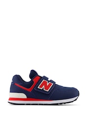 New Balance Blue Dark Boys Hook and Loop 574 Trainers - Image 1 of 6