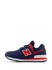 New Balance Blue Dark Boys Hook and Loop 574 Trainers - Image 2 of 6
