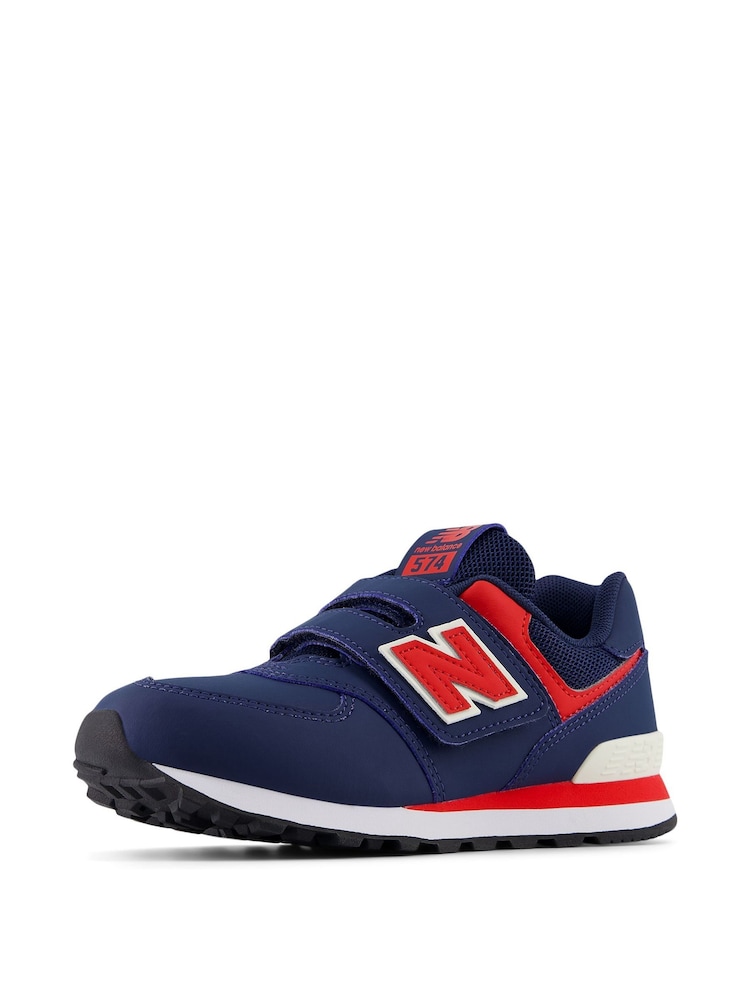 Ciemnoniebieski - Chłopięce buty sportowe New Balance 574 z zapięciem na rzep - Image 4 of 6