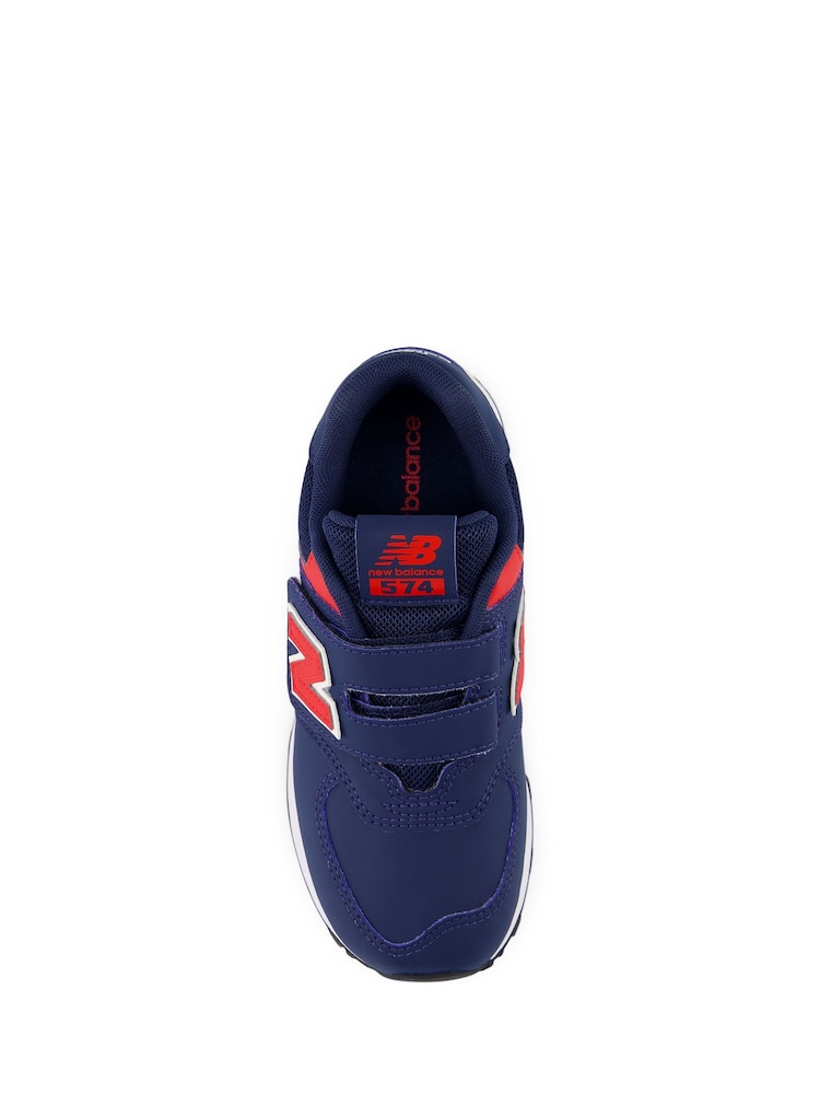 New Balance Blue Dark Boys Hook and Loop 574 Trainers - Image 6 of 6