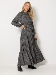 Long Tall Sally Grey Floral Tie Waist Maxi Dress - Image 2 of 6