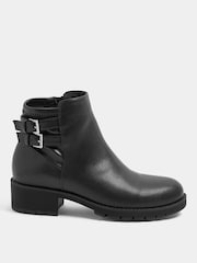 Yours Curve Black Wide Fit Double Buckle Faux Leather Chelsea Boots - Image 3 of 5
