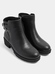 Yours Curve Black Wide Fit Double Buckle Faux Leather Chelsea Boots - Image 4 of 5
