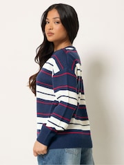 PixieGirl Petite Blue Stripe Knitted Jumper - Image 3 of 6