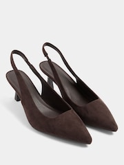 Yours Curve Brown Leopard Print Extra Wide Fit Faux Suede Sling Back Heels - Image 3 of 6