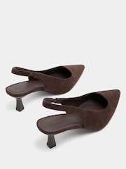 Yours Curve Brown Leopard Print Extra Wide Fit Faux Suede Sling Back Heels - Image 4 of 6